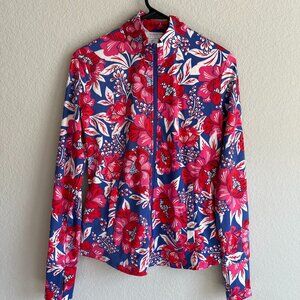Sigrid Olsen Full Zip Light Golf/Tennis Jacket Sz Small Floral Print Vacation